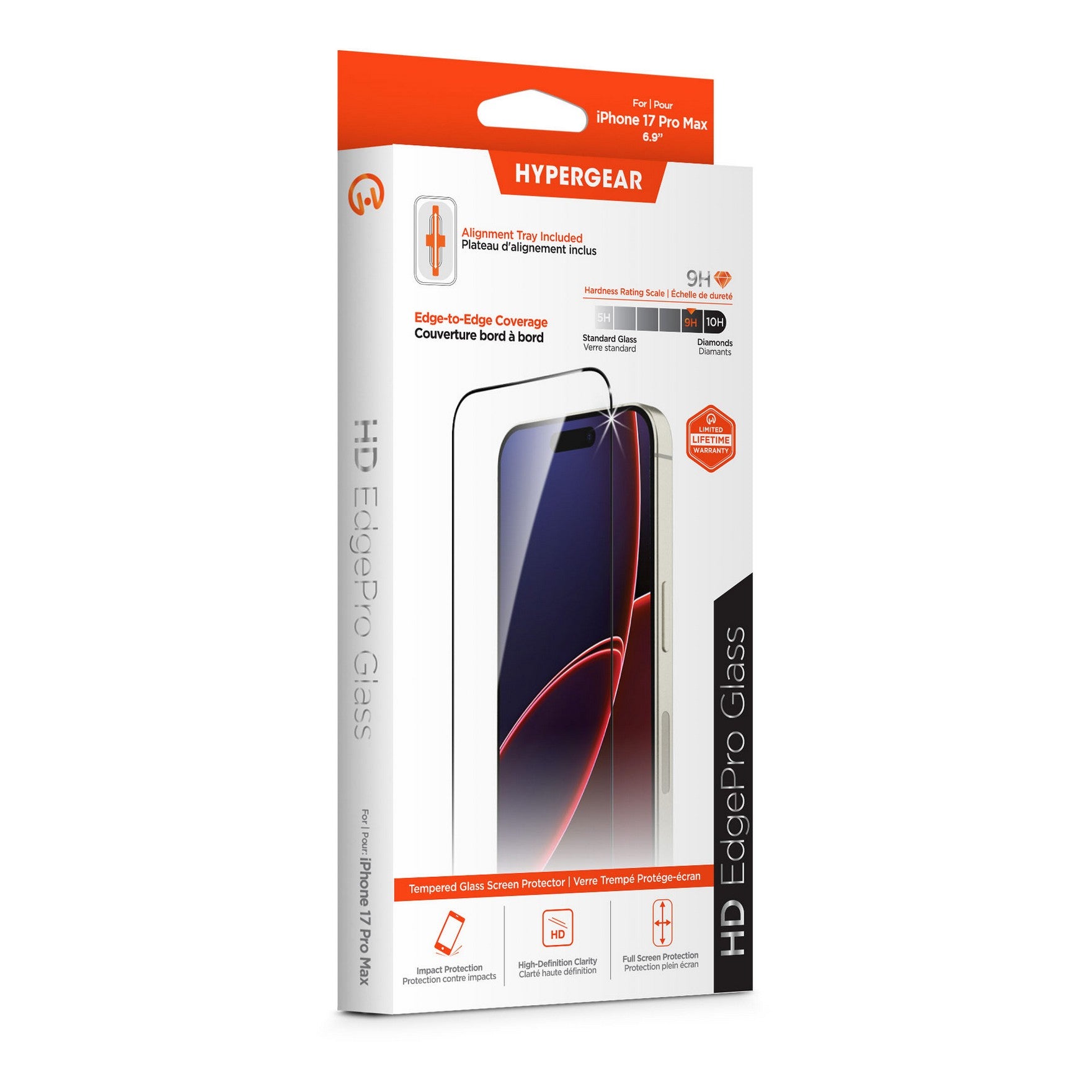 iPhone 17 Pro Max HyperGear Edge-to-Edge Glass Screen Protector w/Installation Applicator Tray - 15-15060
