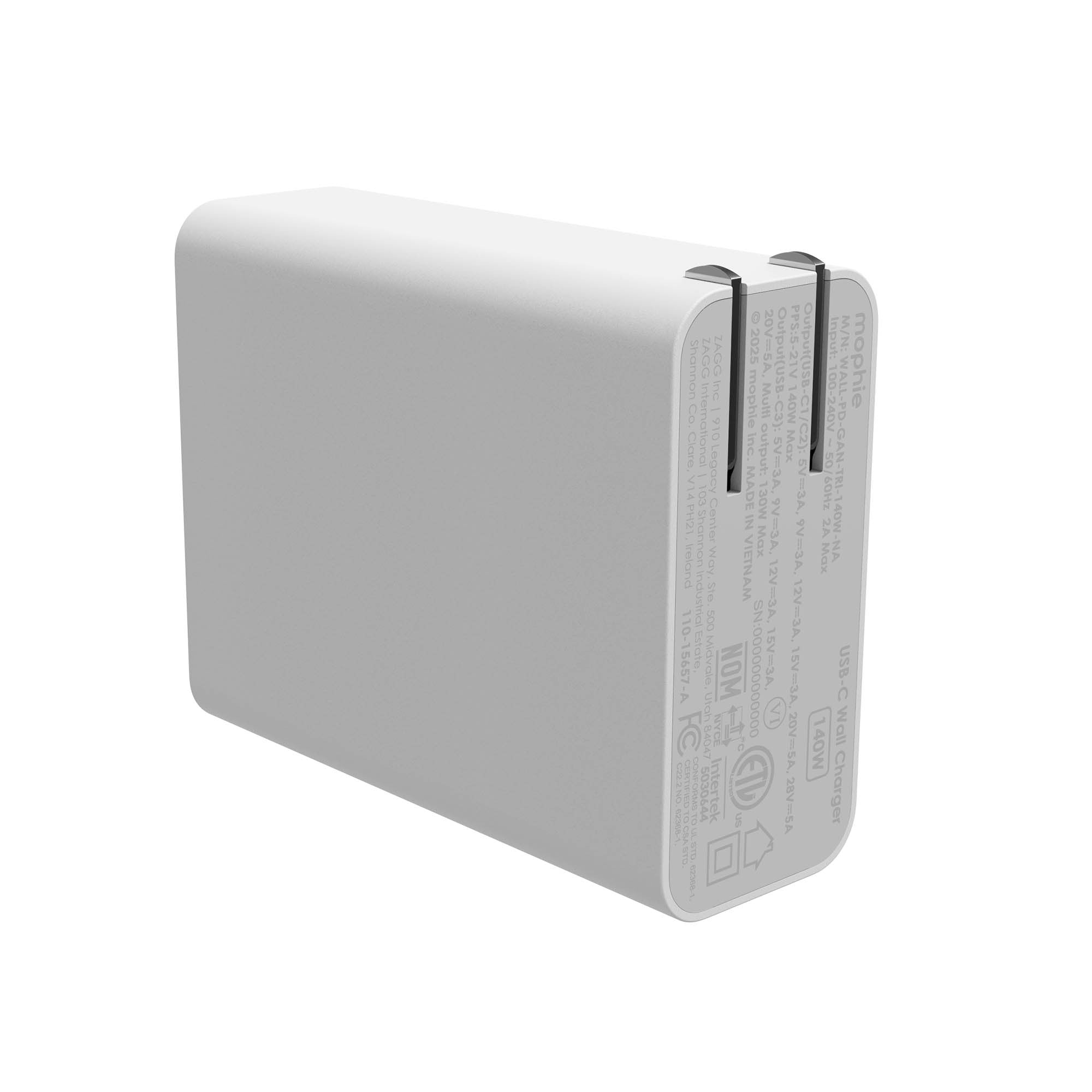 Mophie Speedport 140W Tri USB-C Wall Charger - White - 15-15072