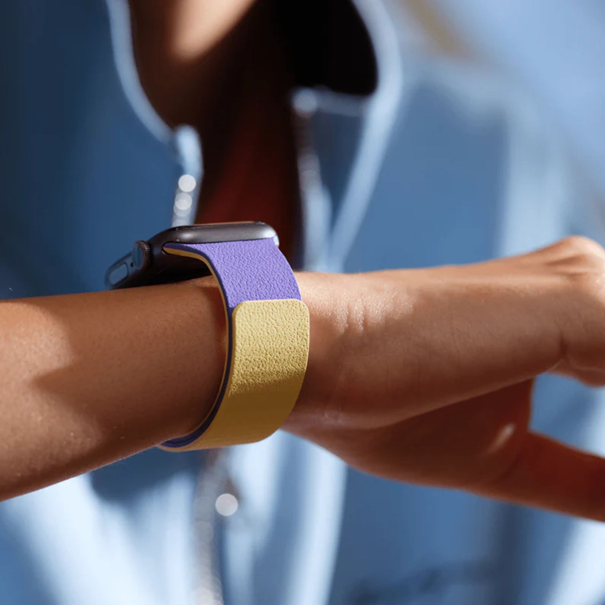 Apple Watch 46mm MOFT Snap Duo Watch Band - Strike Yellow/Poise Purple - 15-15087