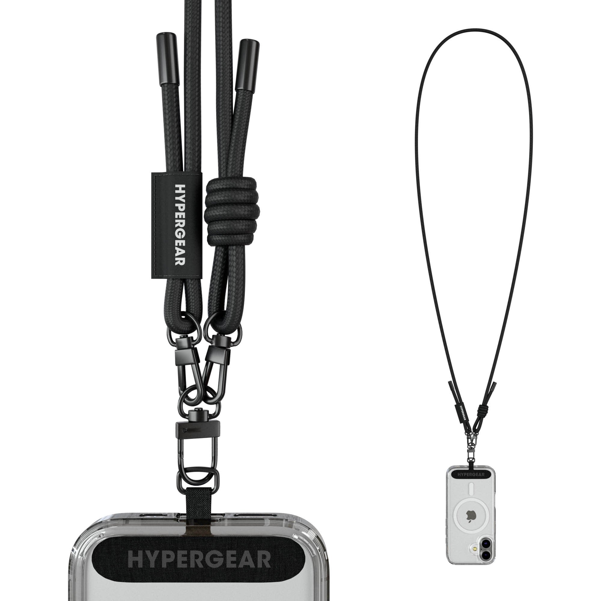 HyperGear TECHcessories Universal Crossbody Phone Strap - Black Braided Rope - 15-15448