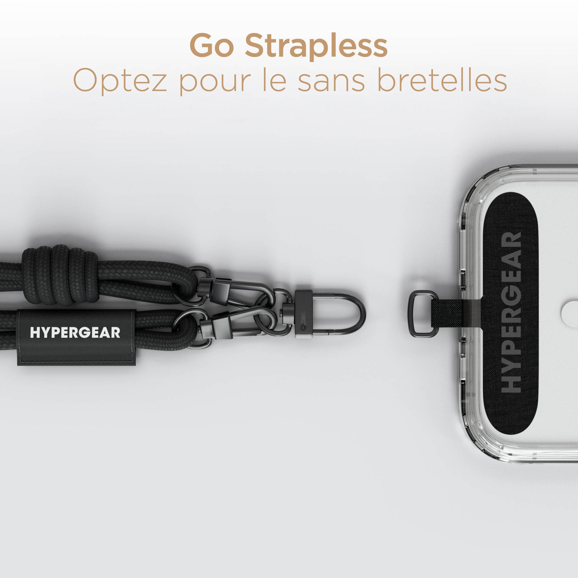 HyperGear TECHcessories Universal Crossbody Phone Strap - Black Braided Rope - 15-15448