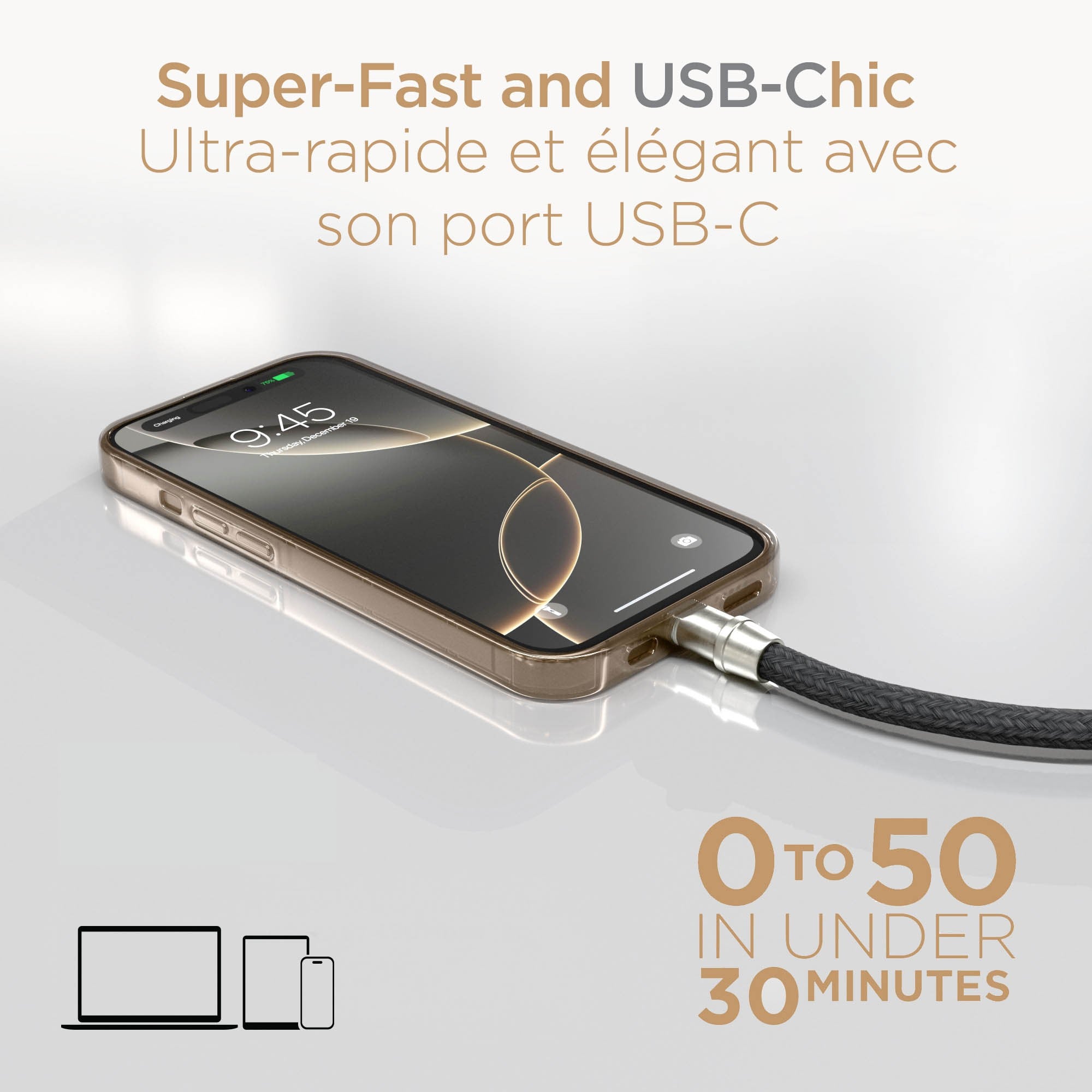 HyperGear TECHcessories Universal Crossbody Phone Strap and USB-C Charging Cable - Black - 15-15454