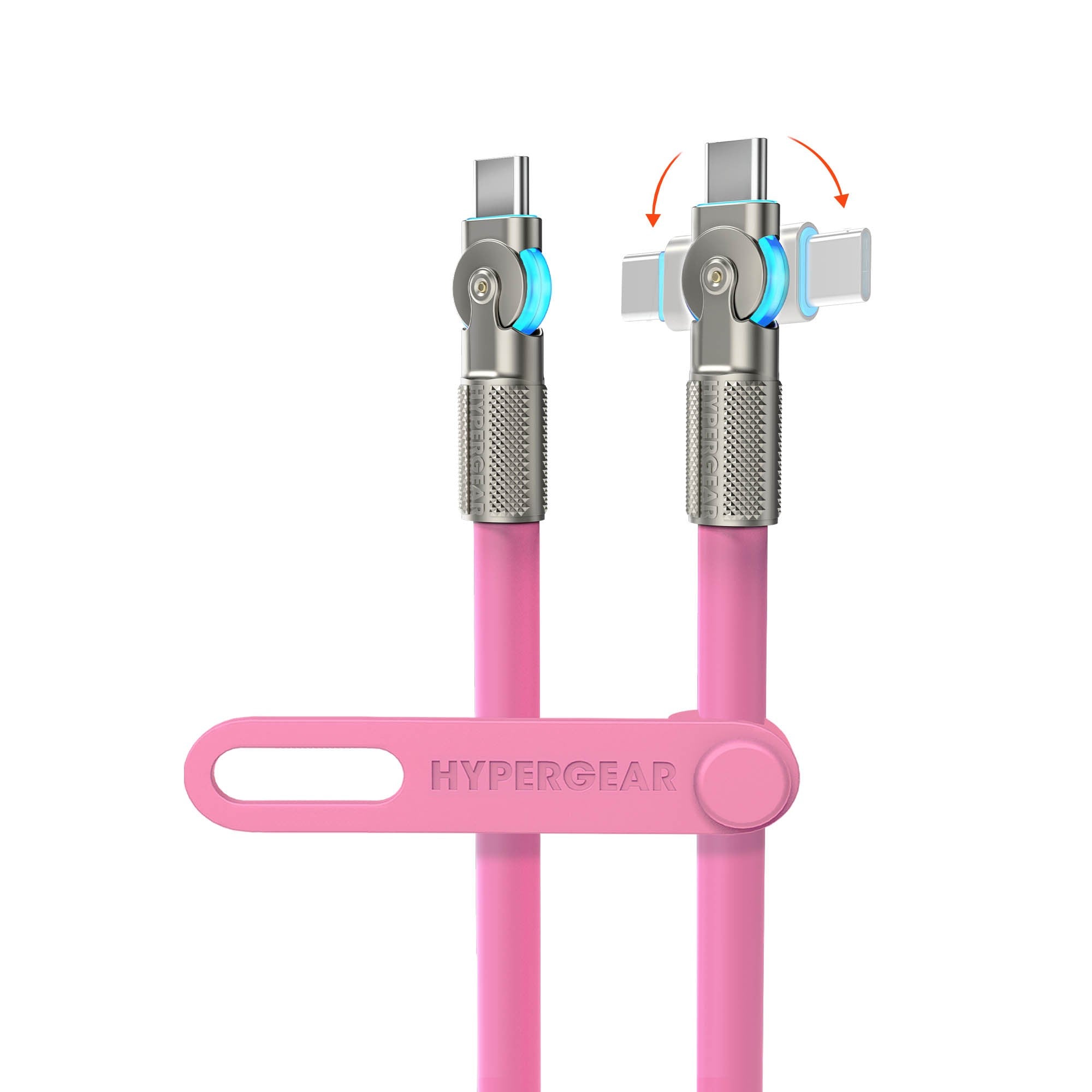 HyperGear 12 ft. 360cm USB-C to USB-C Chunky 180 Rugged Cable w/Rotating Connectors - Pink - 15-15461