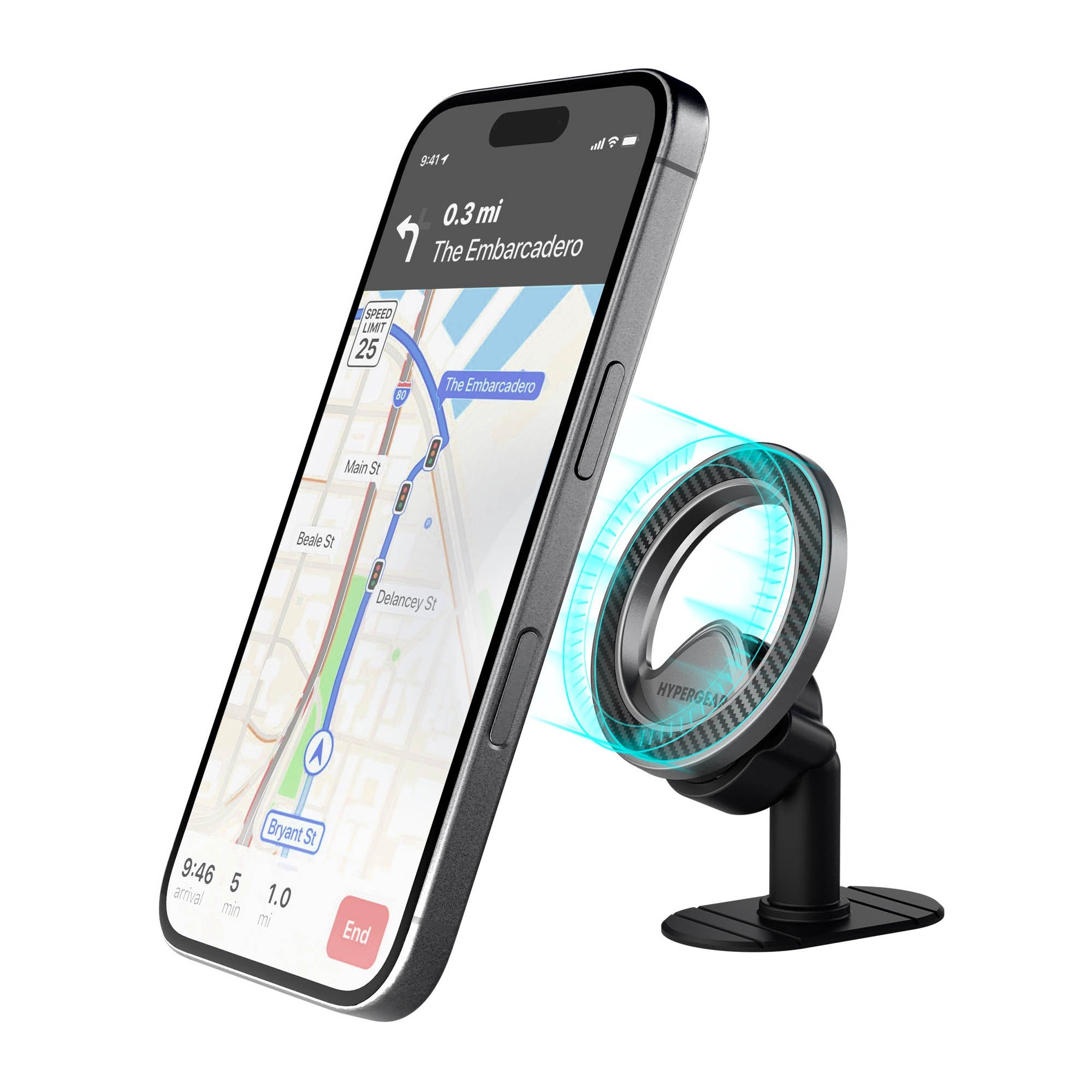 HyperGear Mag Grip Pro Magnetic Phone Mount w/Adhesive Base - 15-15465