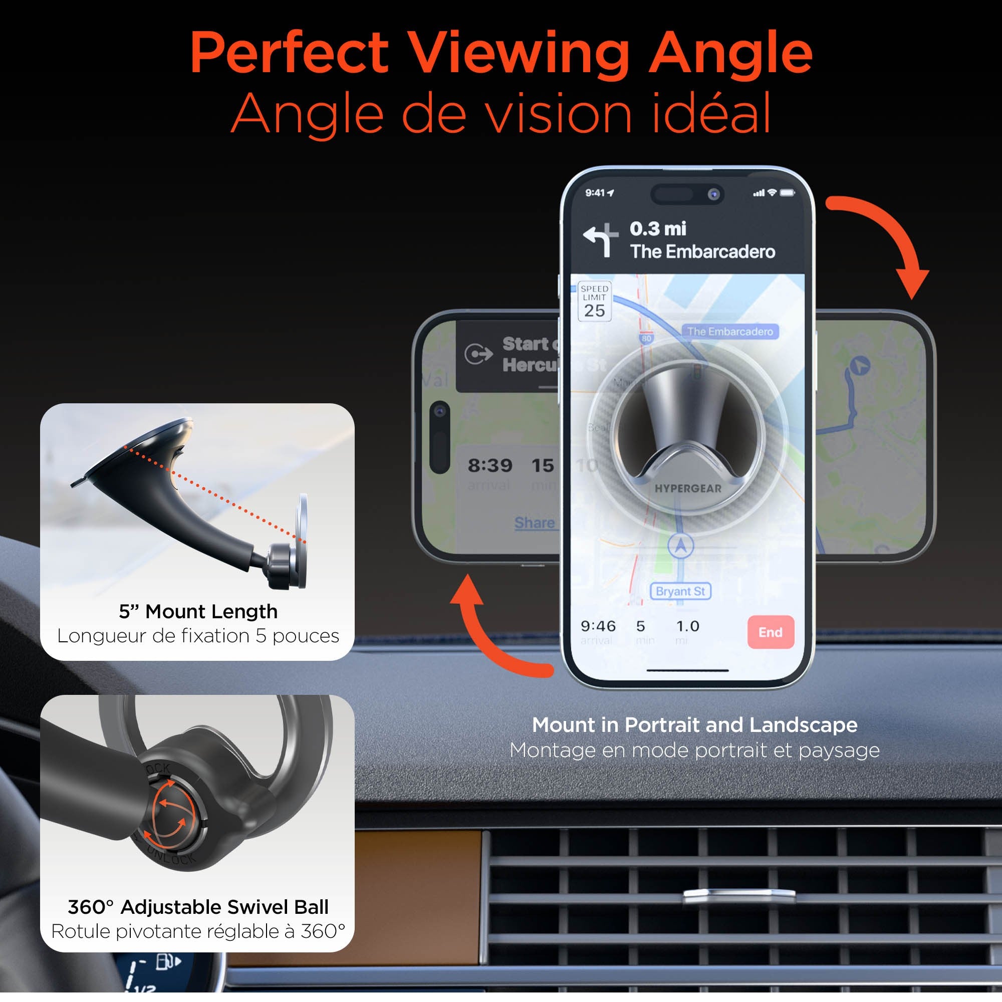 HyperGear Mag Grip Pro Magnetic Phone Mount w/Suction Base - 15-15467
