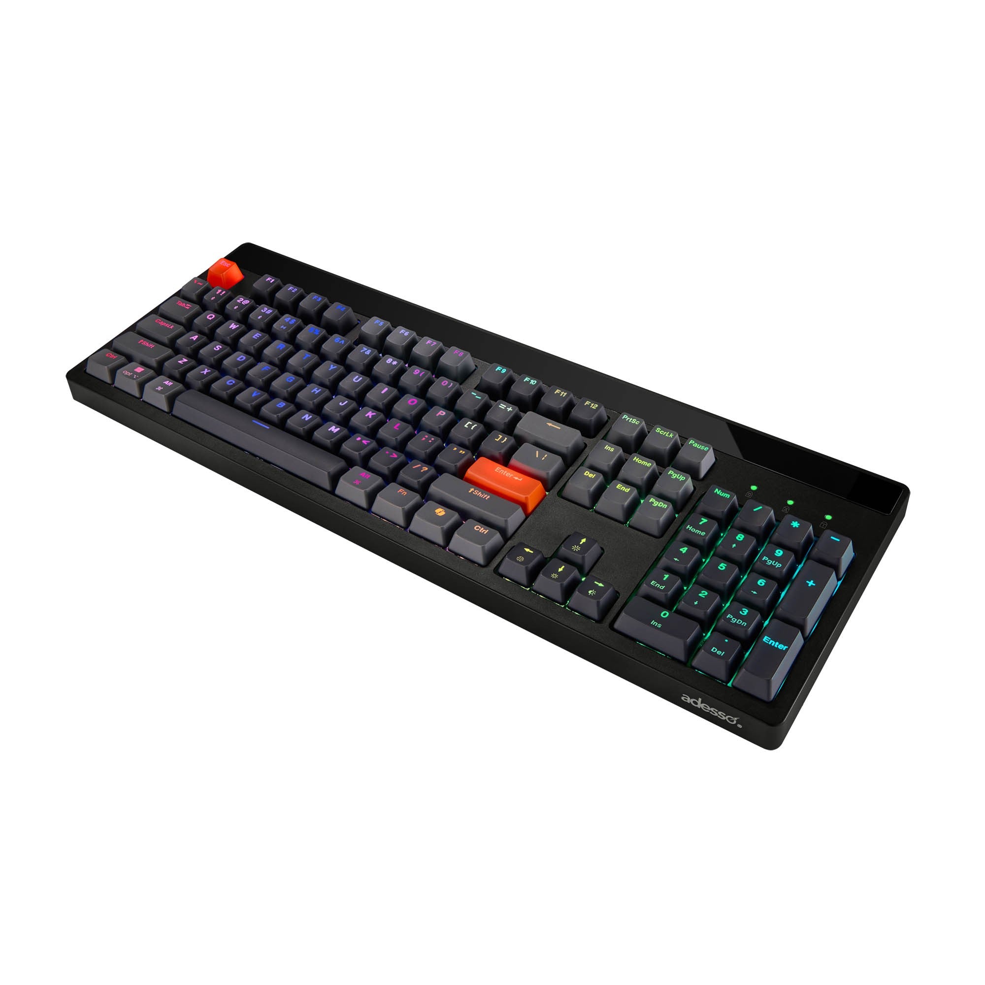 Adesso Wired/Wireless/BT Multi-OS Illuminated Mechanical QMK VIA Compact Keyboard w/CoPilot - 15-15545