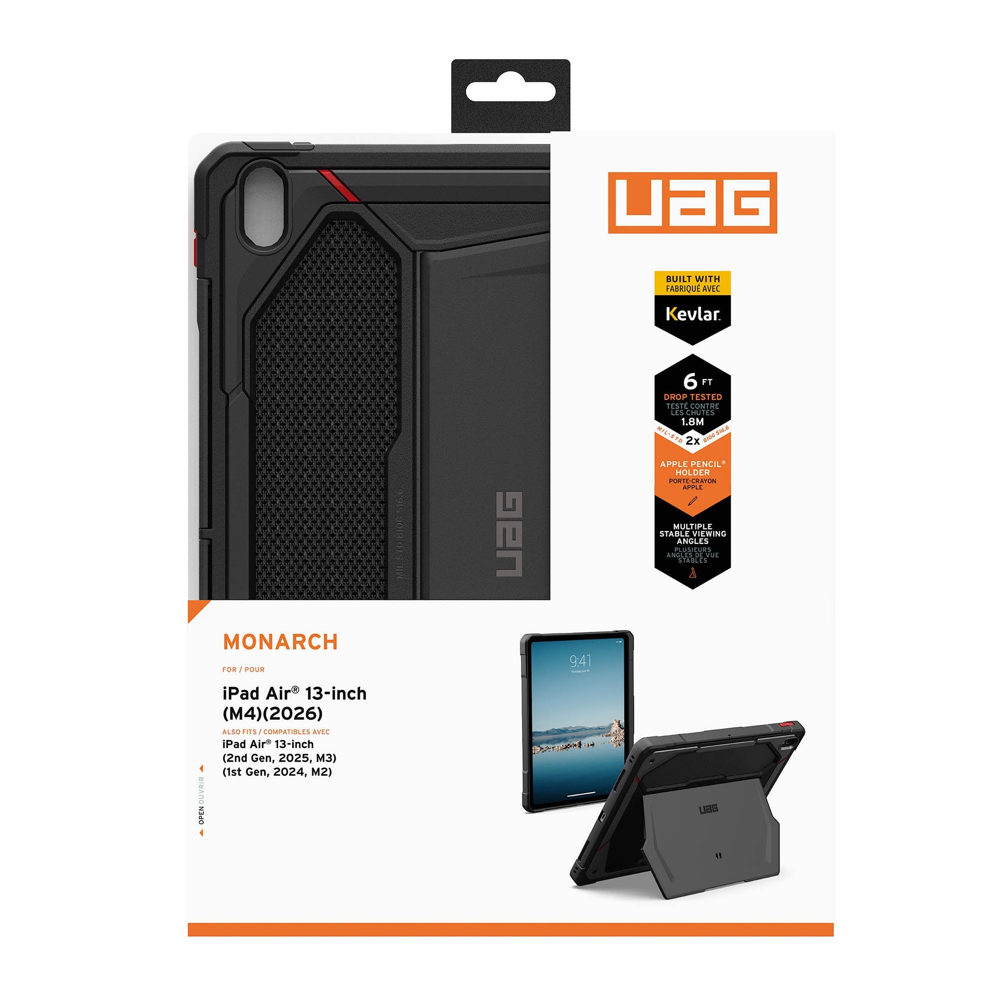 iPad Air 13-in M4/M3/M2 UAG Monarch - Kevlar Black - 15-15552