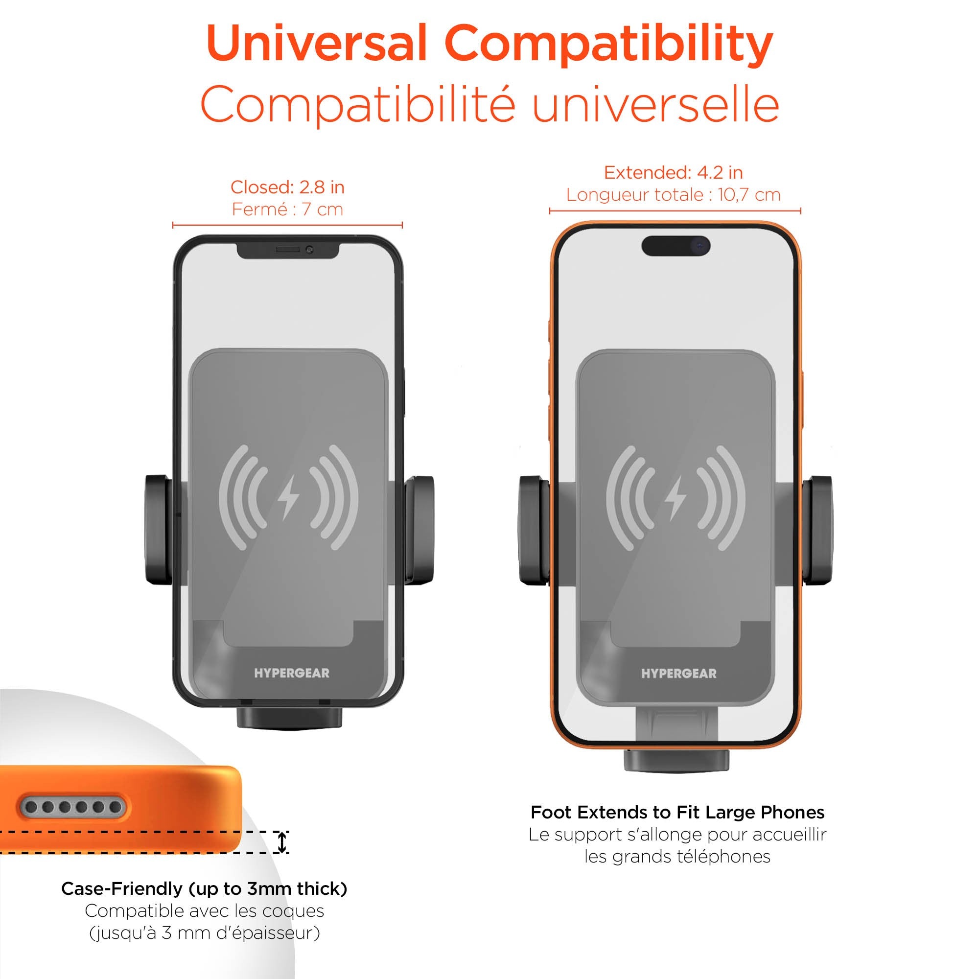 HyperGear EZ Grip 15W Wireless Fast Charging Cup Holder Phone Mount - Black - 15-15759
