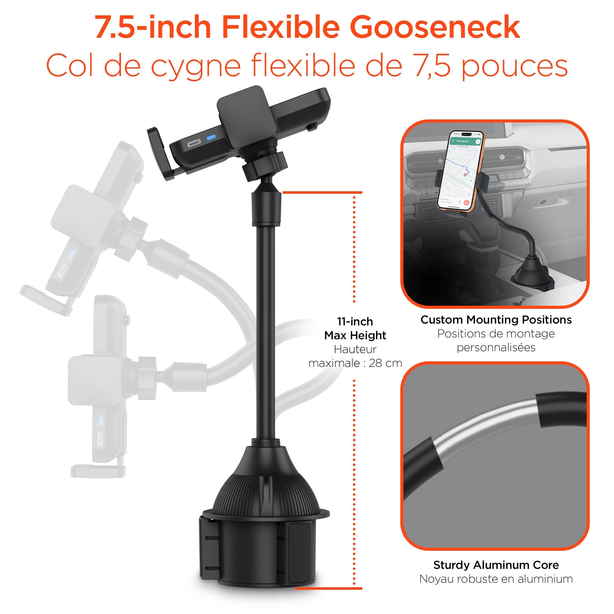 HyperGear EZ Grip 15W Wireless Fast Charging Cup Holder Phone Mount - Black - 15-15759