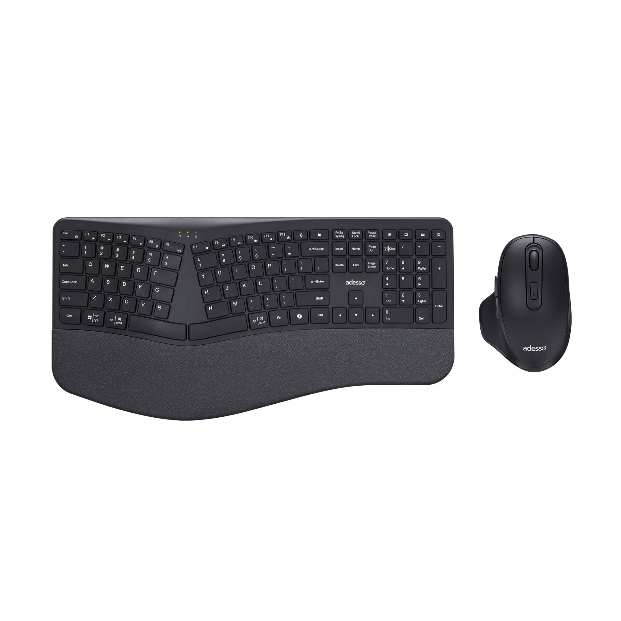 Adesso Wireless Ergonomic Scissor Switch Keyboard and Mouse Combo - 15-15802
