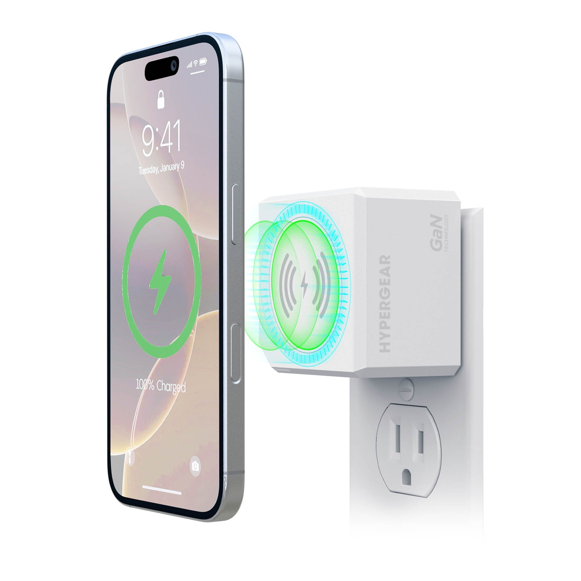 HyperGear MaxCharge 40W 3in1 Magnetic Wireless Fast Charger w/Dual USB-C Wall Charger - White - 15-15982