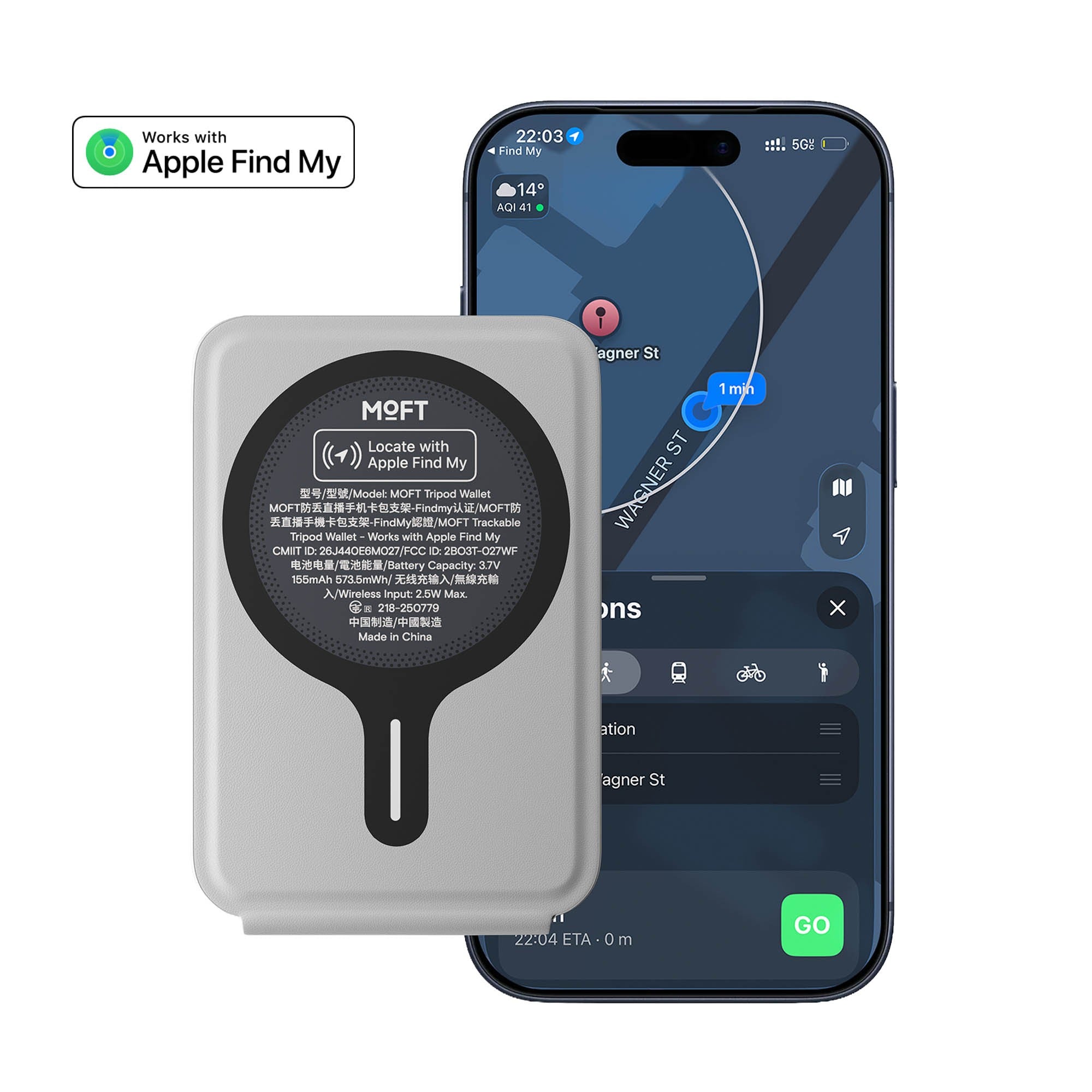 MOFT Trackable Magnetic Tripod Wallet - Misty Cove - 15-16143