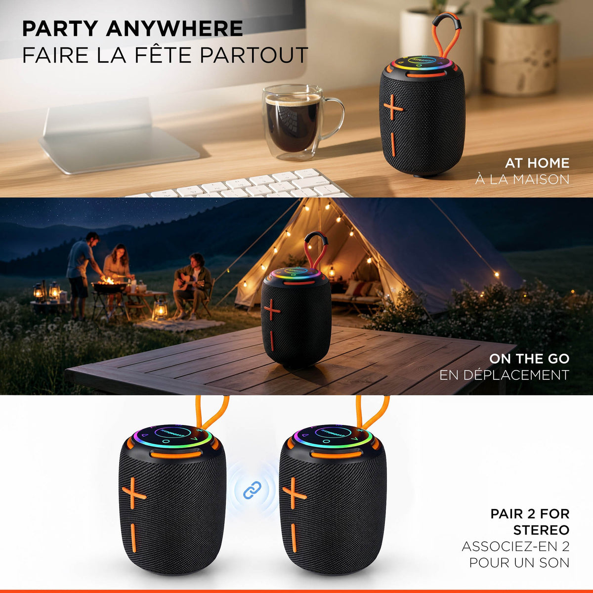 HyperGear Halo 2.0 Wireless LED Speaker - Black - 15-16331