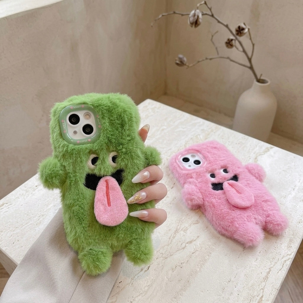 iPhone Fluffy Big Tongue Case with Camera Frame