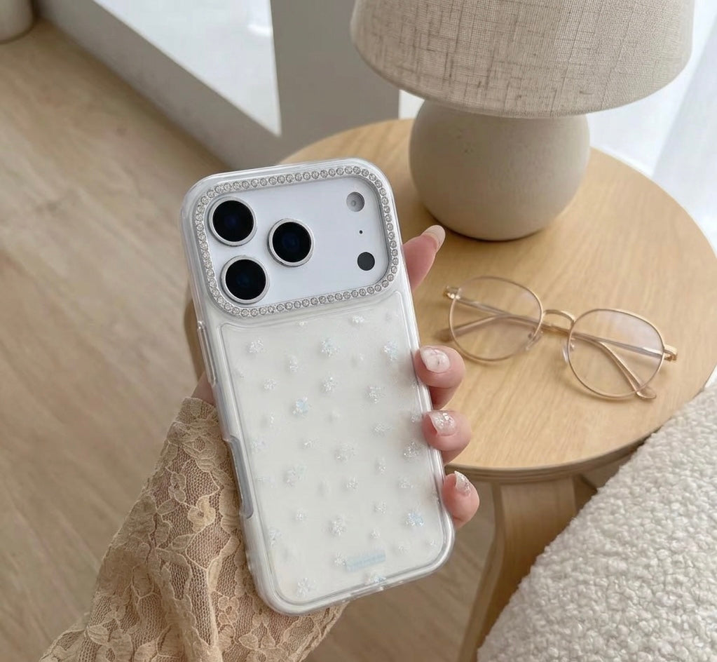 Floral Case with Sparkle Camera Frame