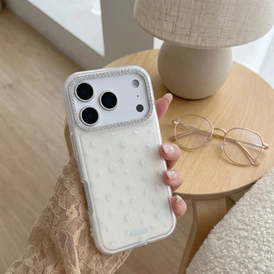 iPhone Floral Case with Sparkle Camera Frame