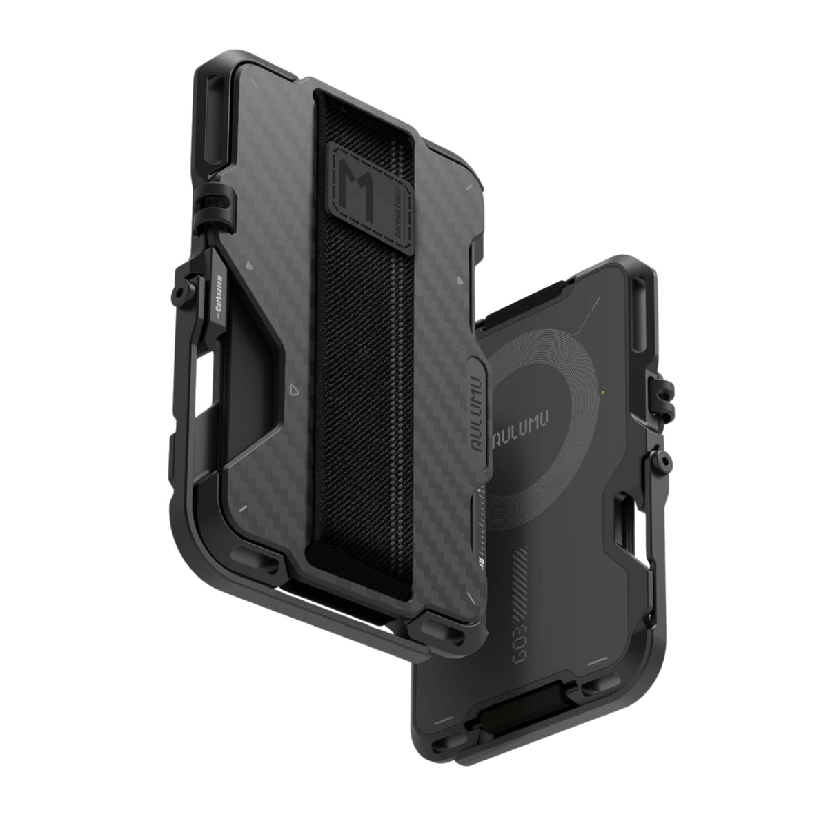AULUMU Magnetic Metal Wallet Carbon Fiber Cover