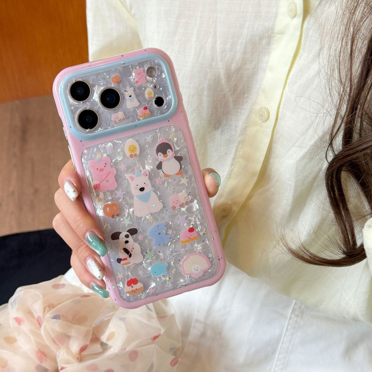 iPhone Pearl Shine Cute Animals Case