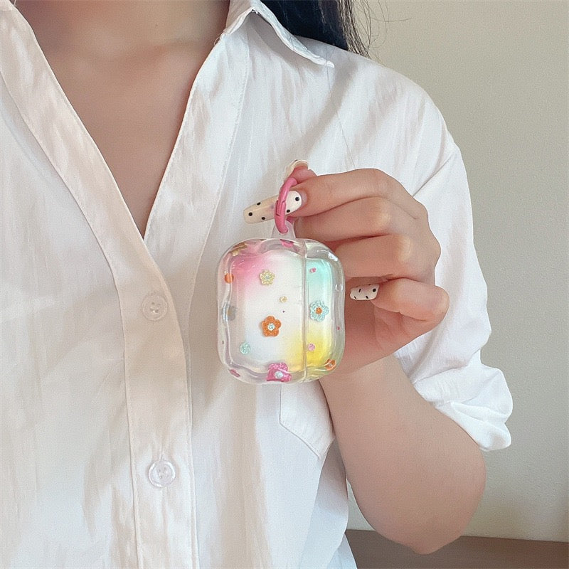 AirPods Colorful Flower Transparent Case