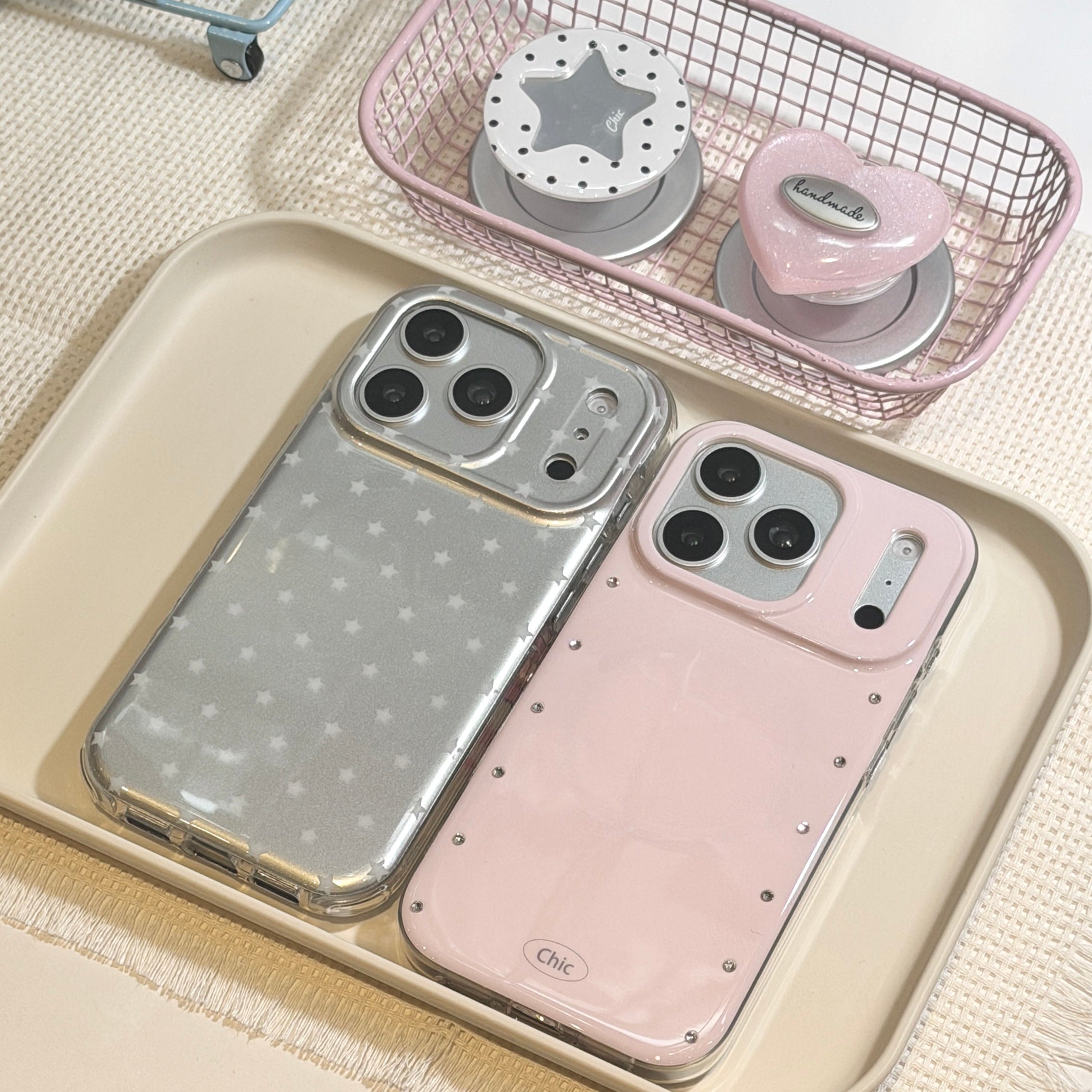 iPhone Pink Little Diamond Magsafe Case with Heart Popgrip