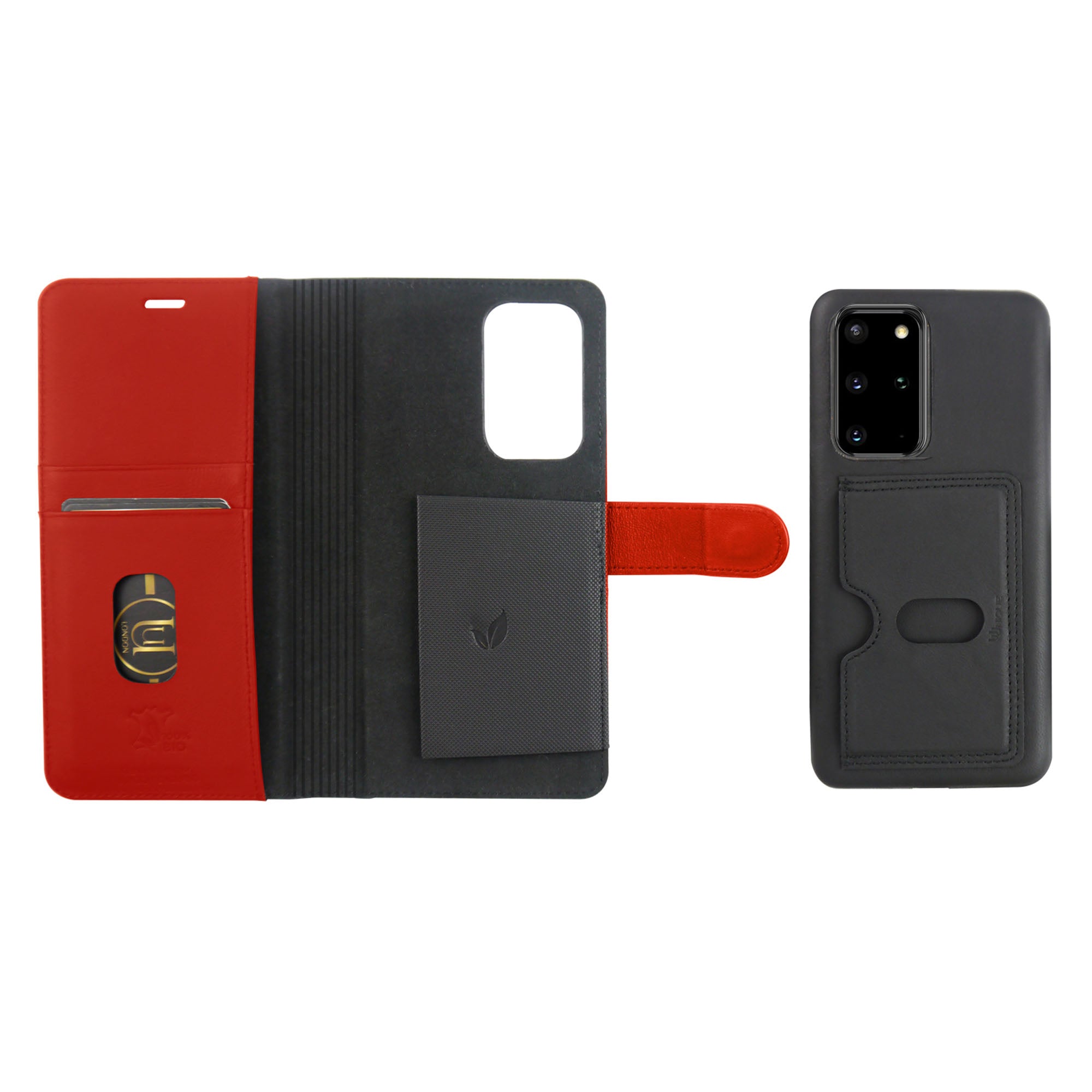 Samsung Galaxy S20+ 5G Uunique Black/Red Nutrisiti 2-in-1 Eco Leather Folio & Detachable Case - 15-06654