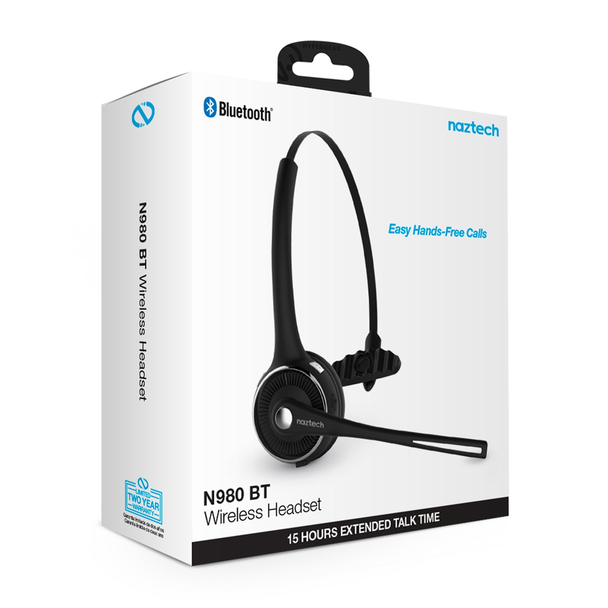 Naztech Black N980 BT Bluetooth Over-the-Head Boom Headset w/Base - 15-07268