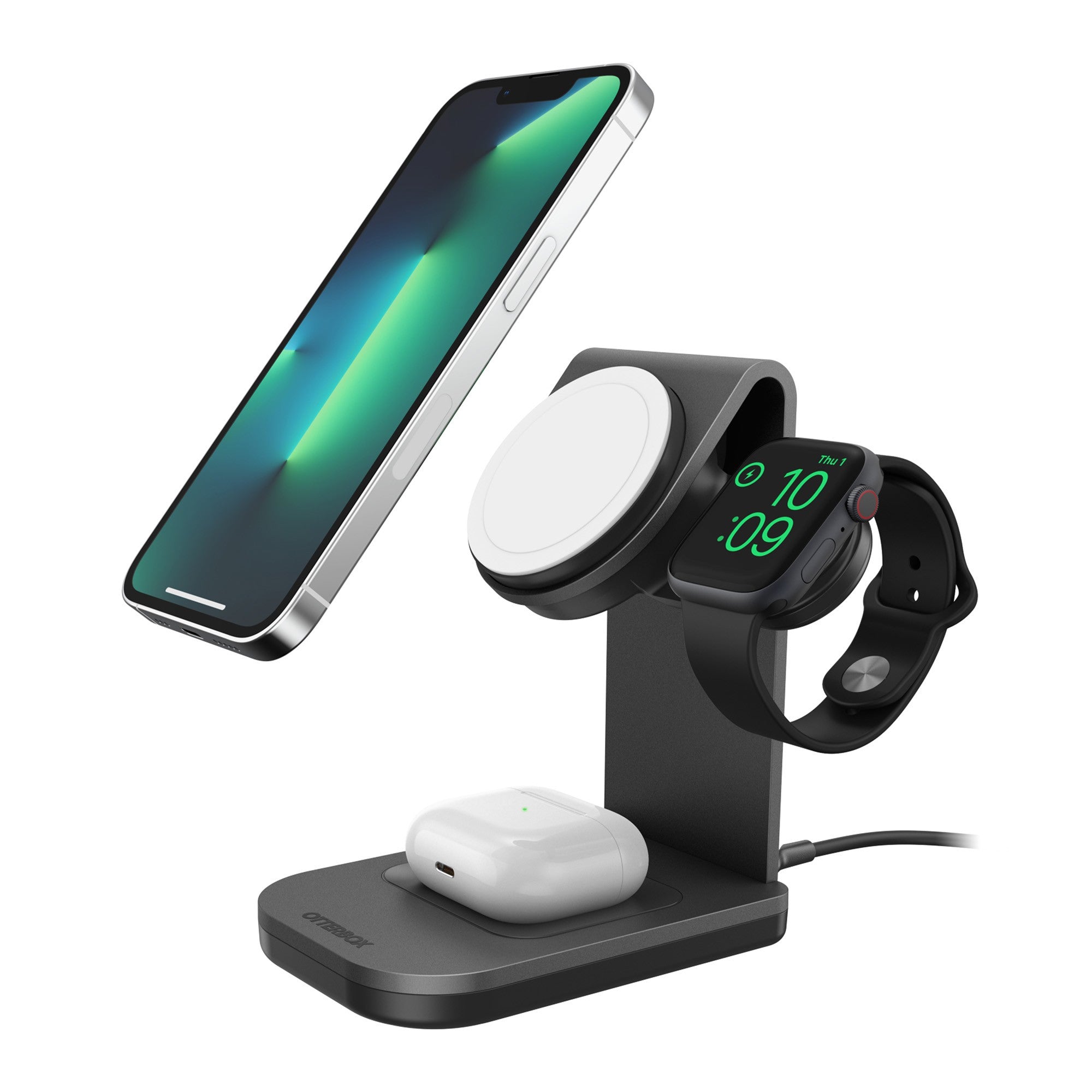 Otterbox 3-in-1 Charging Station Made for MagSafe w/ Apple Watch Charger + Airpods - Black - 15-10679
