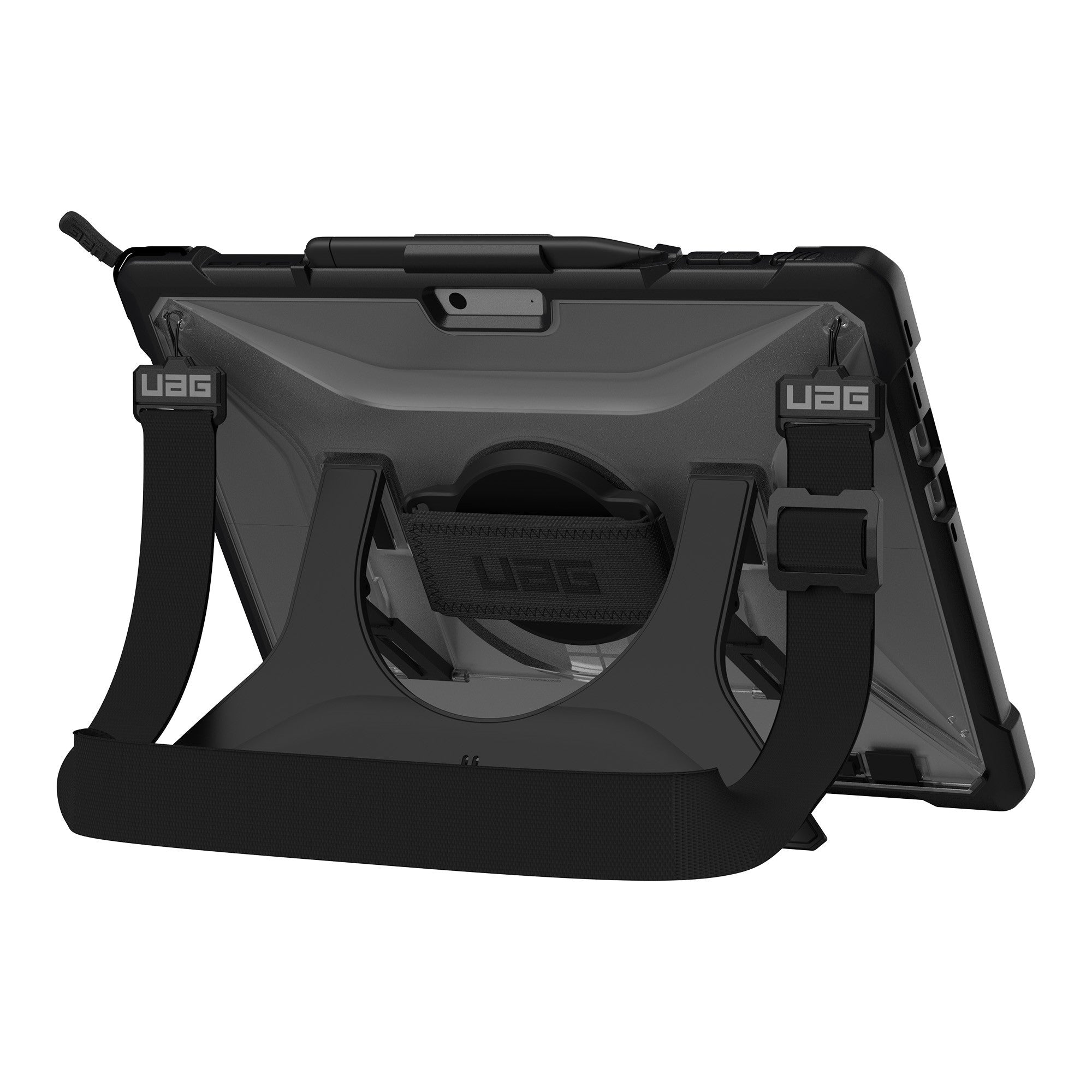 Microsoft Surface Pro 9 UAG Plasma Series Case w/H+S Strap - Clear/Black (Ice) - 15-10729